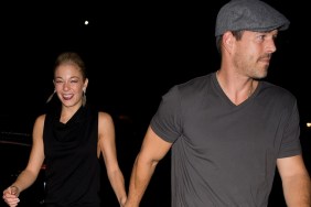 Eddie Cibrian, gray hat, t-shirt, LeAnn Rimes, Black dress